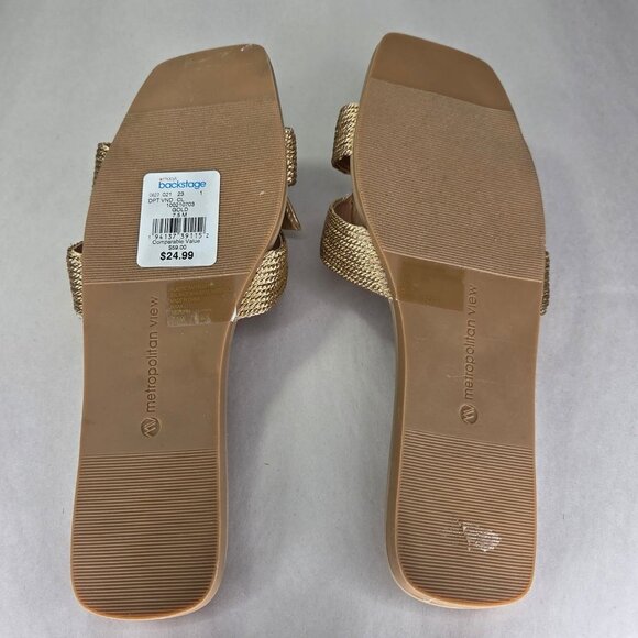 NWOT Metropolitan View Women's Gold Bow Sandals - Picture 5 of 6